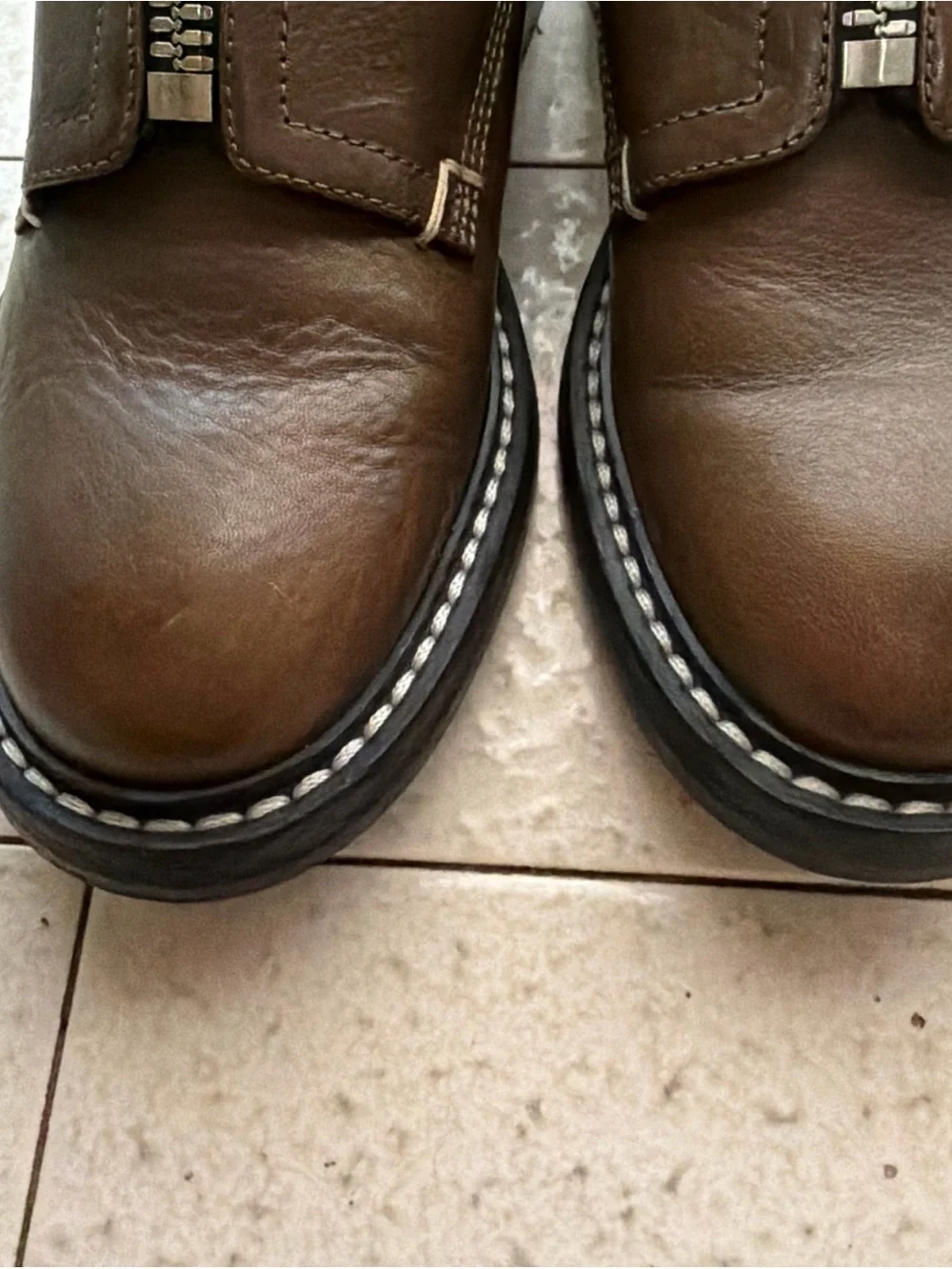 Rag & Bone Saxon Zip-Front Leather Loafer Brown 38.5/8
